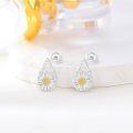 wholesale 925 Sterling Silver Daisy Flower Teardrop Stud Earrings - Elegant Floral  for Her-0-2