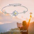 wholesale 925 Sterling Silver Daisy Cross Charm Adjustable Link Chain Bracelet-0-2