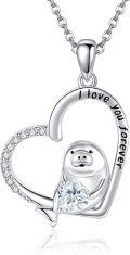 wholesale 925 Sterling Silver Penguin in Heart Pendant Necklace for Women Girls Gifts Love Forever Jewelry-0-0
