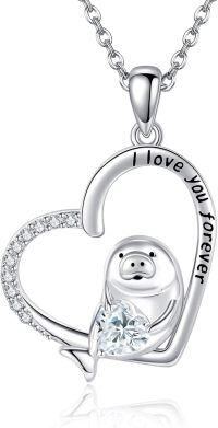 wholesale 925 Sterling Silver Penguin in Heart Pendant Necklace for Women Girls Gifts Love Forever Jewelry-manatee-manatee