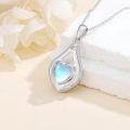 wholesale 925 Sterling Silver Moonstone Teardrop Heart Urn Necklace for Ashes, 18-2 Inch Chain, 15-21.5mm Pendant, Gift Box Included-0-1