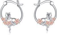 wholesale 925 Sterling Silver Cat Flower Hoop Earrings Gift for Women-Cat earrings