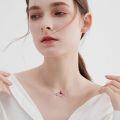wholesale 925 Sterling Silver Red Bird on Branch Pendant Necklace for Women Girls  48cm Chain Length-0-3