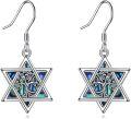 wholesale 925 Sterling Silver Star of David Dangle Earrings with Tree of Life Design, Hypoallergenic, Lead & Nickel Free, 15.8-19.7mm, Gift Box Included-0-0