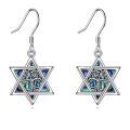 wholesale 925 Sterling Silver Star of David Dangle Earrings with Tree of Life Design, Hypoallergenic, Lead & Nickel Free, 15.8-19.7mm, Gift Box Included-0-0