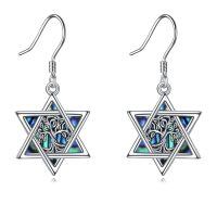 wholesale 925 Sterling Silver Star of David Dangle Earrings with Tree of Life Design, Hypoallergenic, Lead & Nickel Free, 15.8-19.7mm, Gift Box Included-Tree