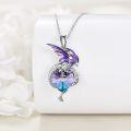 wholesale 925 Sterling Silver Abalone Dragon Necklace, Moon-Shaped Pendant, Mystical Jewelry Gift-0-2
