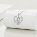 wholesale Sterling Silver Heart Necklace for Mother Daughter Gift Mothers Day Birthday Wedding - Rhodium Plated-0-2