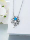 wholesale 925 Sterling Silver Blue Opal Octopus Pendant Necklace for Women-0-2
