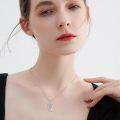 wholesale 925 Sterling Silver Celtic Harp Pendant Necklace With Cubic Zirconia Platinum Plated-0-1