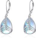 wholesale 925 Sterling Silver Blue Moonstone Celtic Filigree Teardrop Leverback Earrings-0-0