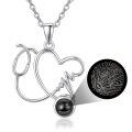 wholesale 925 Sterling Silver Heart Pendant Necklace With Engraved Moonstone Charm-0-0