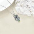 wholesale 925 Sterling Silver Green Moonstone Filigree Owl Pendant Necklace for Women-0-3
