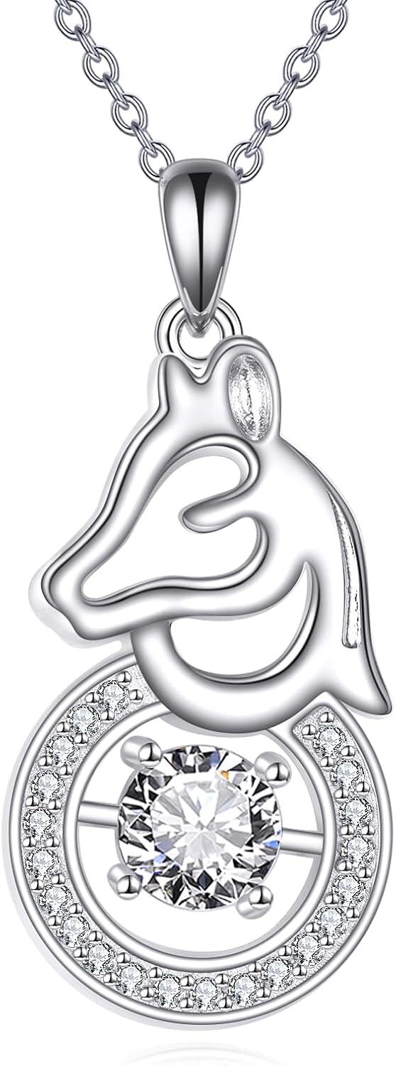 Sterling Silver Cow Horse Pendant Necklace-0-0