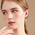 wholesale 925 Sterling Silver Vintage Rose Heart Blue Moonstone Drop Earrings For Women-0-1