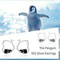 wholesale 925 Sterling Silver Penguin Heart Hoop Earrings Gift for Women-0-3