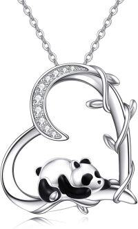 wholesale 925 Sterling Silver Panda Heart Pendant Necklace for Women Girls Gifts Jewelry Accessories 45cm Chain Length-Panda Necklace