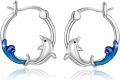 wholesale 925 Sterling Silver Blue Enamel Dolphin Wave Hoop Earrings for Women-0-0