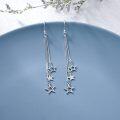 wholesale 925 Sterling Silver CZ Threader Earrings w/Star & Butterfly Charm Drops-0-1