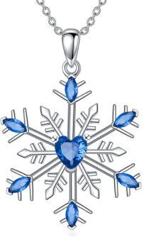 wholesale 925 Sterling Silver Blue Crystal Snowflake Christmas Tree Pendant Necklace-Snowflake-1