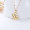 wholesale 14K Gold Cubic Zirconia Elephant Heart Pendant Necklaces for Women s-0-2
