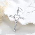 wholesale 925 Sterling Silver Cross with Heart and Yellow Stone Pendant Necklace for Women Christian s-0-3