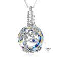 wholesale 925 Sterling Silver Tree Of Life Evil Eye Rainbow Crystal Oil Diffuser Pendant Necklace-0-6
