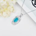 wholesale 925 Sterling Silver Turquoise and Cubic Zirconia Pendant Necklace for Women-0-2