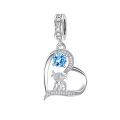 wholesale 925 Sterling Silver Blue Sapphire Moon Heart Cow Charm Pendant-0-22