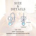 wholesale 925 Sterling Silver Blue Moonstone Cat Dangle Earrings Gift for Women Girls Jewelry Accessories-0-4