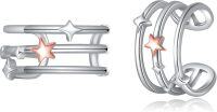 wholesale 925 Sterling Silver Star Filigree Cuff Earrings for Women Men Cool Ear Cuff Jewelry-star