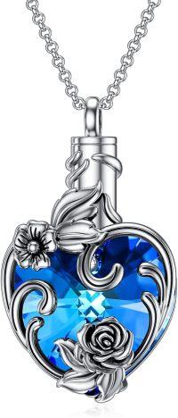 wholesale Sterling Silver Teardrop Urn Necklace for Ashes Men Women-05-Heart-05-Heart