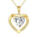 wholesale 14K Gold Heart Shaped Stone Pendant Necklace with Cubic Zirconia s for Her-0-0