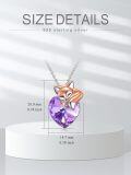wholesale 925 Sterling Silver Fox Heart Pendant Necklace Purple Crystal s for Her-0-1