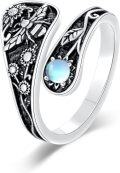 wholesale 925 Sterling Silver Blue Moonstone Vintage Adjustable Butterfly Ring-0-0