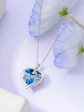 TOUPOP Sterling Silver Abalone Shell Heart Crystal Sea Turtle Necklace-0-3