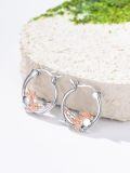 wholesale 925 Sterling Silver Rose Gold Reindeer Hoop Earrings - Christmas Gifts for Her-0-1