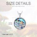wholesale 925 Sterling Silver Round Abalone Shell Frog on Mushrooms Pendant Necklace for Women Girls Gifts-0-4