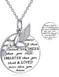 wholesale 925 Sterling Silver Hummingbird & 4-Leaf Clover Inspirational Quote Pendant Necklace-0-0
