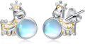 wholesale 925 Sterling Silver Giraffe Moonstone Stud Hoop Earrings for Girls and Women-0-0