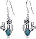 wholesale 925 Sterling Silver Turquoise Cactus Flower Drop Earrings for Women-0-0