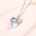 wholesale 925 Sterling Silver Heart Pendant Necklace With Moonstone And Crystals-0-2