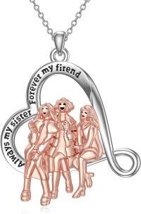 wholesale TOUPOP 3 Sisters Necklace 925 Sterling Silver Heart Sister Necklaces For 3 Sister Birthday Gifts From Sister Jewelry Gifts For Women Birthday -undefined