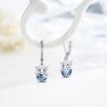 wholesale 925 Sterling Silver Blue Crystal Cow Stud Earrings for Sensitive Ears-0-1