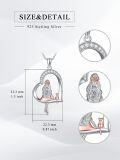 wholesale 925 Sterling Silver Heart-Shaped Cat Pendant Necklace with Cubic Zirconia - Perfect Gift for Women and Cat Lovers-0-3