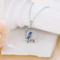 wholesale 925 Sterling Silver Heart-Shaped Red and Blue Bird Pendant Necklace - I Love You Forever Memory Keepsake s for Women-0-1