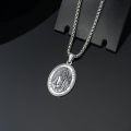 wholesale Sterling Silver Saint Medal Oval Necklace for Men Women Religious Jewelry-0-1