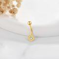 wholesale 14K Gold & Yellow Crystal Daisy Belly Button Ring – 14G 1.6mm, Hypoallergenic, Elegant Gift for Women-0-3
