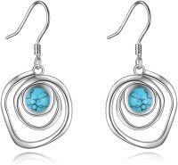wholesale 925 Sterling Silver Pink Pearl Swirl Circle Drop Dangle Earrings-Turquoise Earrings