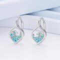 wholesale 925 Sterling Silver Turquoise Heart-Shaped Drop Earrings with Mountain Waves and Celtic Knot Design-0-2